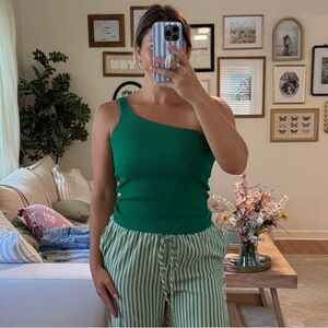 House of Harlow 1960 Green Asymmetrical Tank Top